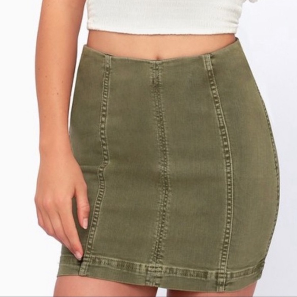 Free people green denim skirt
